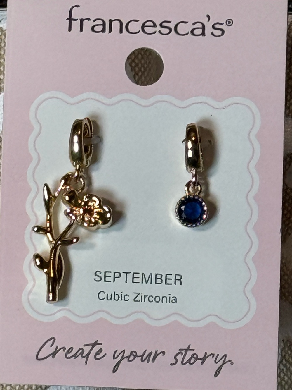 Francesca's Collections Charm Bar set September Birthstone & Flower set of 2